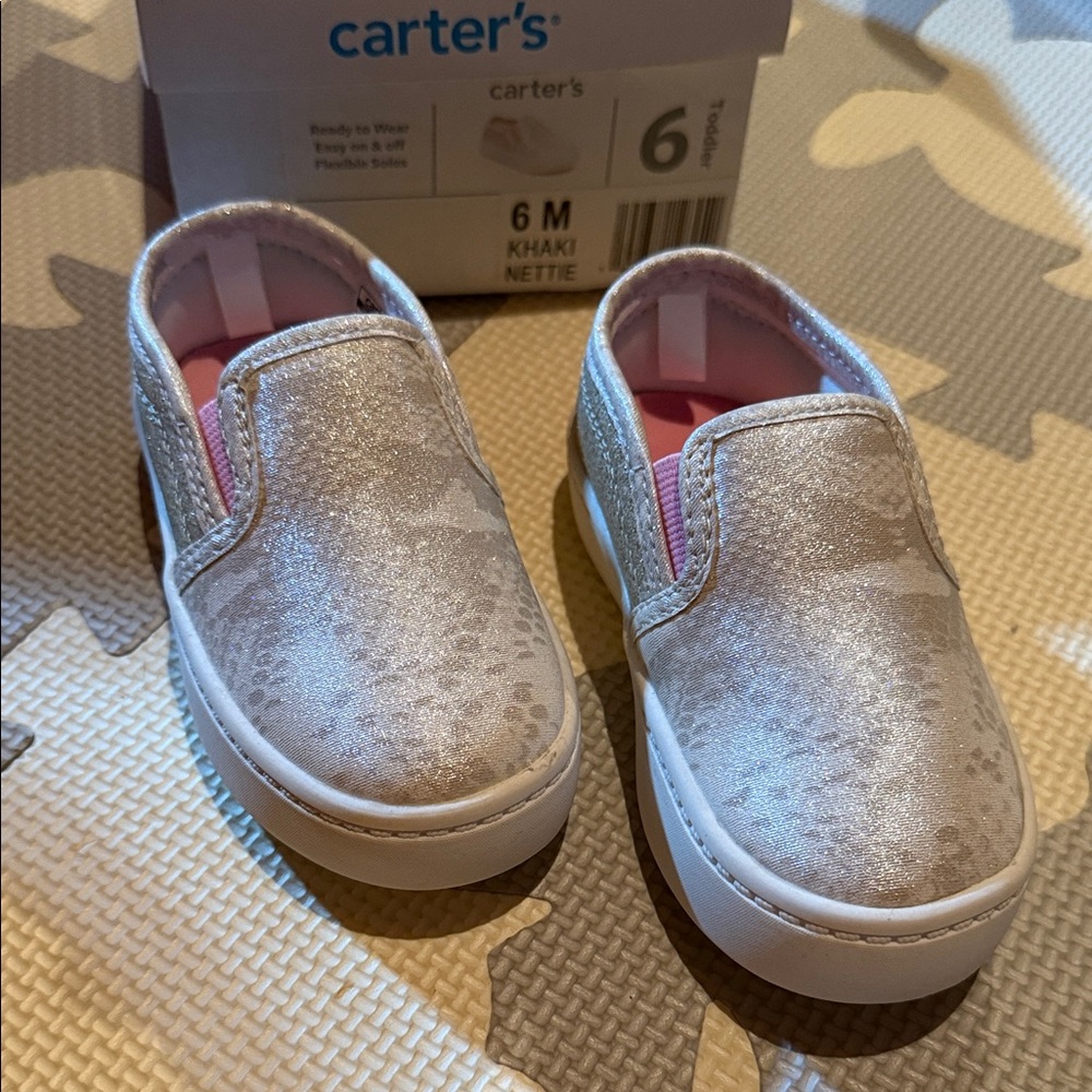 Carter's Kids Slip-On Sneakers - Silver and Pink